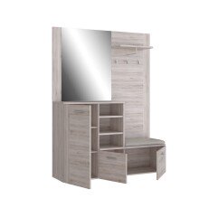 Kompaktgarderobe >BIG BANG< 3 Türen, Spiegel, 3 Haken, Sandeiche Dekor - 155,2x200x41,6cm (BxHxT)