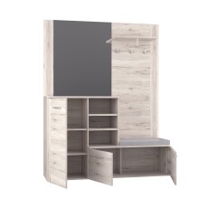 Kompaktgarderobe >BIG BANG< 3 Türen, Spiegel, 3 Haken, Sandeiche Dekor - 155,2x200x41,6cm (BxHxT)
