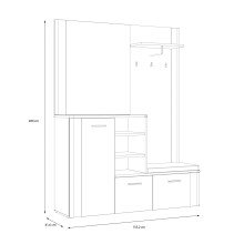 Kompaktgarderobe >BIG BANG< 3 Türen, Spiegel, 3 Haken, Sandeiche Dekor - 155,2x200x41,6cm (BxHxT)