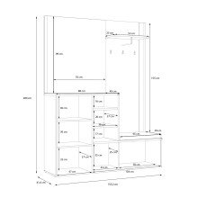 Kompaktgarderobe >BIG BANG< 3 Türen, Spiegel, 3 Haken, Sandeiche Dekor - 155,2x200x41,6cm (BxHxT)