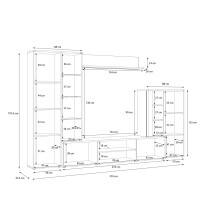 Wohnwand >BIG BANG< LED-Beleuchtung, 5 Türen, Sandeiche Dekor - 308,7x197,6x41,6cm (BxHxT)