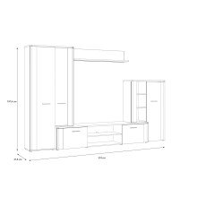 Wohnwand >BIG BANG< LED-Beleuchtung, 5 Türen, Sandeiche Dekor - 308,7x197,6x41,6cm (BxHxT)