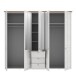 Drehtürenschrank >ILOPPA< 5 Türen, 3 Schübe, weiss / Spiegel - 254,4x216,6x62,1cm (B/H/T)