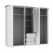 Drehtürenschrank >ILOPPA< 5 Türen, 3 Schübe, weiss / Spiegel - 254,4x216,6x62,1cm (B/H/T)