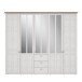 Drehtürenschrank >ILOPPA< 5 Türen, 3 Schübe, weiss / Spiegel - 254,4x216,6x62,1cm (B/H/T)