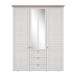 Drehtürenschrank >ILOPPA< 3 Türen, 3 Schübe, weiss / Spiegel - 155x192,6x57,3cm (B/H/T)