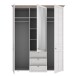 Drehtürenschrank >ILOPPA< 3 Türen, 3 Schübe, weiss / Spiegel - 155x192,6x57,3cm (B/H/T)