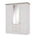 Drehtürenschrank >ILOPPA< 3 Türen, 3 Schübe, weiss / Spiegel - 155x192,6x57,3cm (B/H/T)
