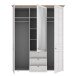 Drehtürenschrank >ILOPPA< 3 Türen, 3 Schübe, weiss / Spiegel - 155x192,6x57,3cm (B/H/T)