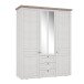 Drehtürenschrank >ILOPPA< 3 Türen, 3 Schübe, weiss / Spiegel - 155x192,6x57,3cm (B/H/T)