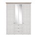 Drehtürenschrank >ILOPPA< 3 Türen, 3 Schübe, weiss / Spiegel - 155x192,6x57,3cm (B/H/T)