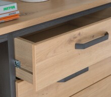 Sideboard >TRONDHEIM< 4 Schübe, Artisan Eiche Dekor/ Schwarz Eiche - 177,4x81,3x41cm (B/H/T)