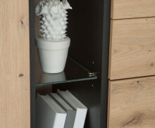 Sideboard >TRONDHEIM< 4 Schübe, Artisan Eiche Dekor/ Schwarz Eiche - 177,4x81,3x41cm (B/H/T)