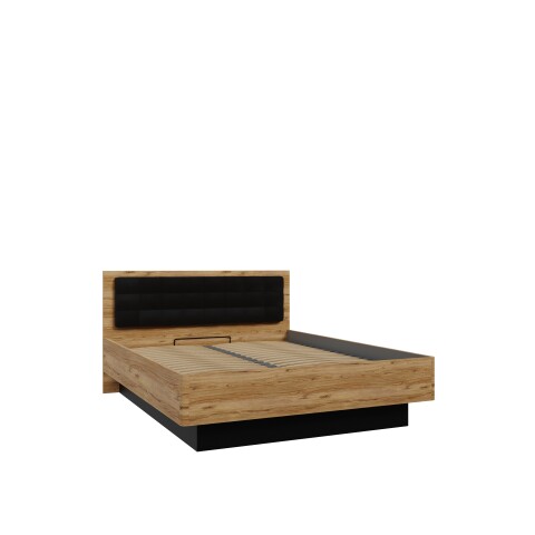 Bett >TULUZA< Liegefl. 160x200cm, Schwarz / Eiche Dekor - 165,5x98,5x206,3cm (B/H/T)