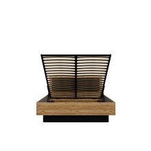 Bett >TULUZA< Liegefl. 160x200cm, Schwarz / Eiche Dekor - 165,5x98,5x206,3cm (B/H/T)