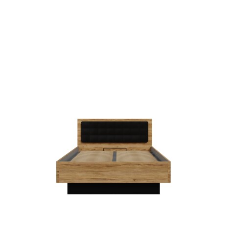 Bett >TULUZA< Liegefl. 140x200cm, Schwarz / Eiche Dekor - 145,5x98,5x206,3cm (B/H/T)
