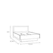 Bett >TULUZA< Liegefl. 140x200cm, Schwarz / Eiche Dekor - 145,5x98,5x206,3cm (B/H/T)