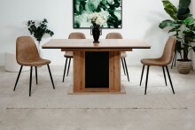 Esstisch >Varona< ausziehbar bis 200cm, Artisan Oak Dekor / Schwarz - 160/200x76x90 cm (B/H/T)