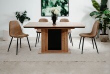 Esstisch >Varona< ausziehbar bis 200cm, Artisan Oak Dekor / Schwarz - 160/200x76x90 cm (B/H/T)