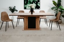 Esstisch >Varona< ausziehbar bis 200cm, Artisan Oak Dekor / Schwarz - 160/200x76x90 cm (B/H/T)