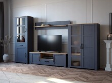 Wohnwand >BOHOL< (4-teilig) Riviera Eiche Dekor / Navy Eiche - 362,5x205,4x42cm (BxHxT)