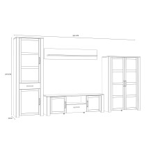 Wohnwand >BOHOL< (4-teilig) Riviera Eiche Dekor / Navy Eiche - 362,5x205,4x42cm (BxHxT)