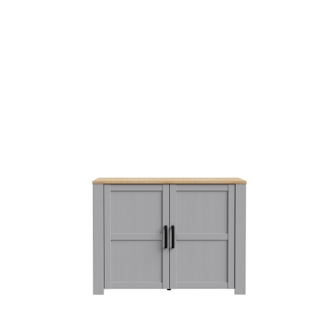 Kommode >BOHOL< 2 Türen, Riviera Eiche Dekor / Eiche grau - 116,4x87x42cm (BxHxT)