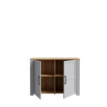 Kommode >BOHOL< 2 Türen, Riviera Eiche Dekor / Eiche grau - 116,4x87x42cm (BxHxT)