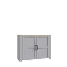 Kommode >BOHOL< 2 Türen, Riviera Eiche Dekor / Eiche grau - 116,4x87x42cm (BxHxT)
