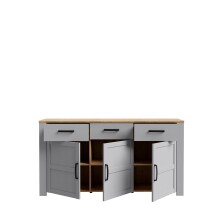 Sideboard >BOHOL< 3 Üren, 3 Schübe, Riviera Eiche / Eiche grau - 166,1x87x42cm (BxHxT)