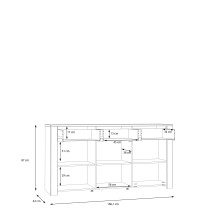 Sideboard >BOHOL< 3 Üren, 3 Schübe, Riviera Eiche / Eiche grau - 166,1x87x42cm (BxHxT)