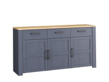 Sideboard >BOHOL< 3 Türen, 3 Schübe, Riviera Eiche / Navy Eiche - 166,1x87x42cm (BxHxT)