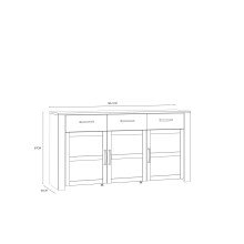 Sideboard >BOHOL< 3 Türen, 3 Schübe, Riviera Eiche / Navy Eiche - 166,1x87x42cm (BxHxT)