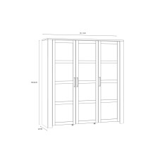 Stauraumvitrine >BOHOL< 3 Türen, Riviera Eiche Dekor / Eiche grau - 151,1x160,6x42cm (BxHxT)