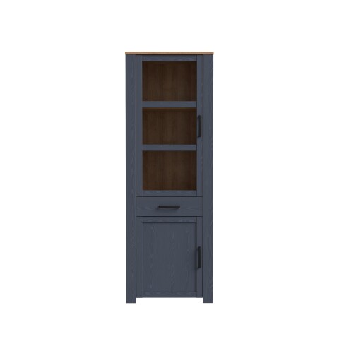Stauraumvitrine >BOHOL< 2 Türen, 1 Schub, Riviera Eiche / Navy Eiche - 71,7x205,4x42cm (BxHxT)