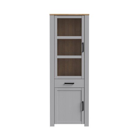 Stauraumvitrine >BOHOL< 2 Türen, 1 Schub, Riviera Eiche / Eiche grau - 71,7x205,4x42cm (BxHxT)