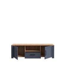 Lowboard >BOHOL< 2 Türen, 1 Schub, Riviera Eiche / Navy Eiche - 166,1x51,8x42cm (BxHxT)