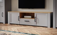 Lowboard >BOHOL< 2 Türen, 1Schub, Riviera Eiche / Eiche grau - 166,1x51,8x42cm (BxHxT)