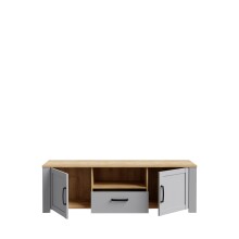 Lowboard >BOHOL< 2 Türen, 1Schub, Riviera Eiche / Eiche grau - 166,1x51,8x42cm (BxHxT)