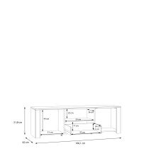 Lowboard >BOHOL< 2 Türen, 1Schub, Riviera Eiche / Eiche grau - 166,1x51,8x42cm (BxHxT)