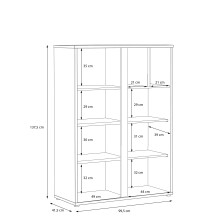 Stauraumregal >CANMORE< 2 Türen, Betonoptik grau / Weiß Hochglanz - 99,5x137,5x41,5cm (B/H/T)