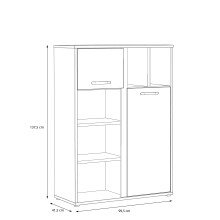 Stauraumregal >CANMORE< 2 Türen, Betonoptik grau / Weiß Hochglanz - 99,5x137,5x41,5cm (B/H/T)