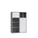 Stauraumregal >CANMORE< 2 Türen, Betonoptik grau / Weiß Hochglanz - 99,5x137,5x41,5cm (B/H/T)