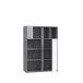 Stauraumregal >CANMORE< 2 Türen, Betonoptik grau / Weiß Hochglanz - 99,5x137,5x41,5cm (B/H/T)