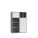 Stauraumregal >CANMORE< 2 Türen, Betonoptik grau / Weiß Hochglanz - 99,5x137,5x41,5cm (B/H/T)