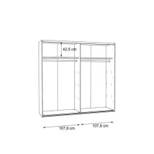 Schwebetürenschrank >JAKOBINA< 2 Türen, Stabeiche Dekor / Schwarz Eiche - 220,1x210,5x61,2cm (B/H/T)