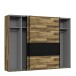 Schwebetürenschrank >JAKOBINA< 2 Türen, Stabeiche Dekor / Schwarz Eiche - 269,9x210,5x61,2cm (B/H/T)