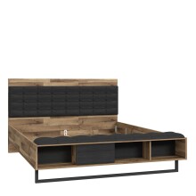 Stauraumbett >JAKOBINA< 160x200cm, Stabeiche Dekor/...