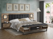Nachtkonsole >JAKOBINA< (2er-Set), LED, Stabeiche / Schwarz Eiche - 54,7x119,7x41,1cm (B/H/T)