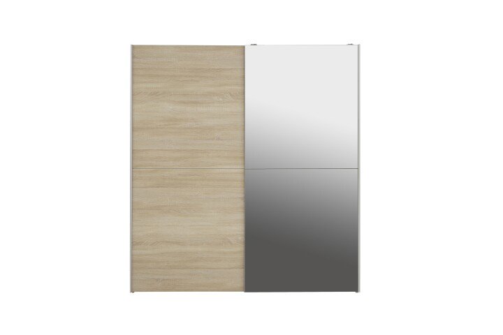 Schwebetürenschrank >WHITE KISS< 2 Türen, Sonoma Eiche Dekor / Spiegel - 170,3x190,5x61,2cm (B/H/T)